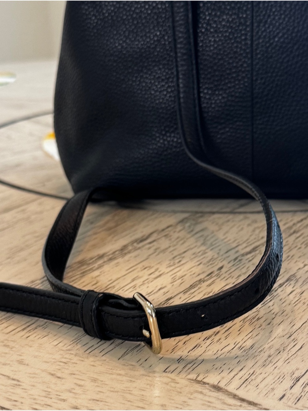 Kate Spade Leila Medium Flap Black Pebbled Leather Backpack - Picture 10 of 16